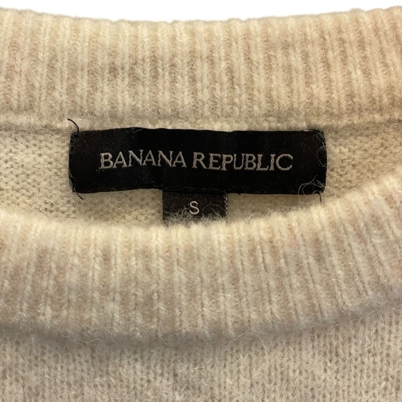 Banana Republic Puffed Sleeve Striped Sweater Oversized Size Small Alpaca Wool - Picture 4 of 8